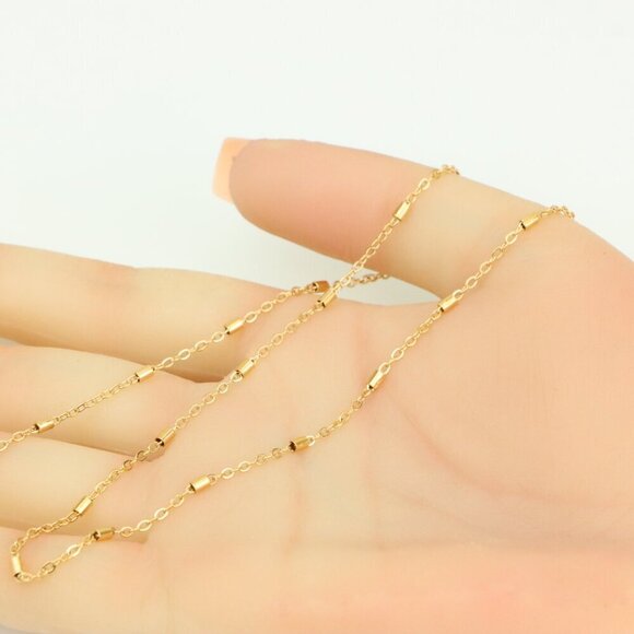 Elegant Rose Gold Brass Necklace with Subtle Textured Detailing, XPNL0351 - Picture 5 of 11